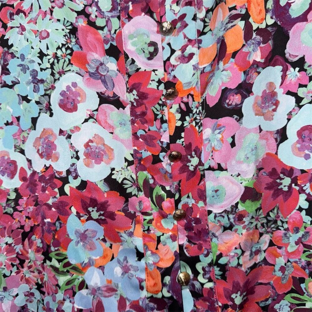 Zara Women's Floral Print Satin Blouse Multicolor Size M Casual - Picture 7 of 8